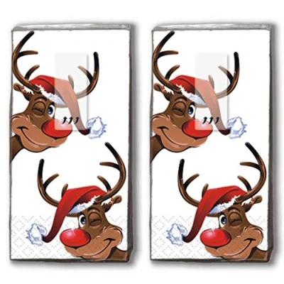 Afbeelding van 20 zakdoeken (2x 10) Rudolph/rendier/winter/Kerstmis