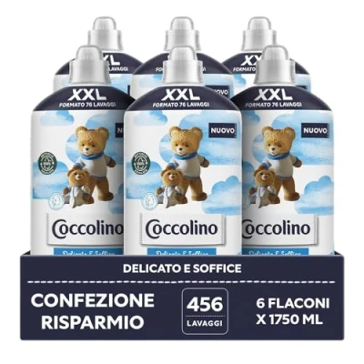 Afbeelding van Coccolino Wasverzachterconcentraat, zacht en zacht, wasverzachter in de wasmachine, hypoallergeen dermatologisch getest, XXL formaat tot 456 wasbeurten, 6 stuks à 1750 ml