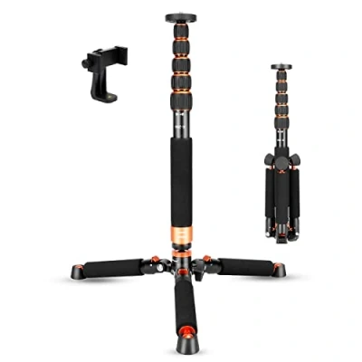 Afbeelding van Koolehaoda Camera Aluminium monopod met metalen statief Base.6 secties 46 177cm verstelbaar, beendiameter Φ28 mm, tot 6 kg