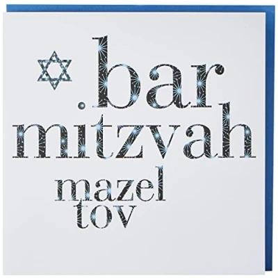 Afbeelding van Claire Giles Toast blauw patroon voor Bar Mitzwa kaart