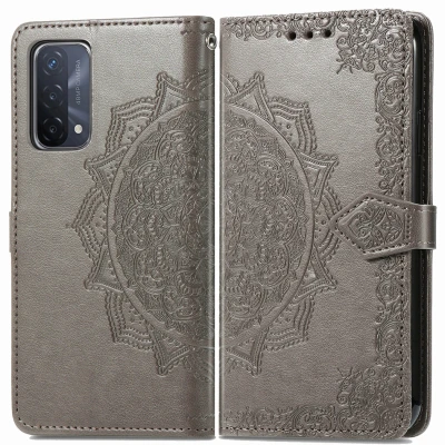 Afbeelding van Oppo A74 (5G) Hoesje Kunstleder iMoshion Bookcase Grijs Telefoonhoesje