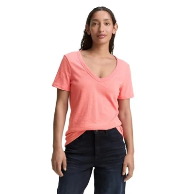 Afbeelding van TOM Tailor MIT Vausschnitt Tshirt basic, Dames, Maat: XS, Rosewood pink