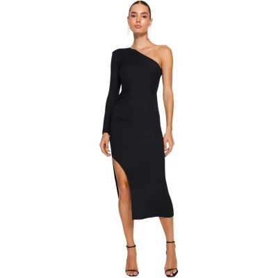 Afbeelding van Trendyol Zwart Getailleerde Gebreide Elegante Avondjurk Tpraw24El00106