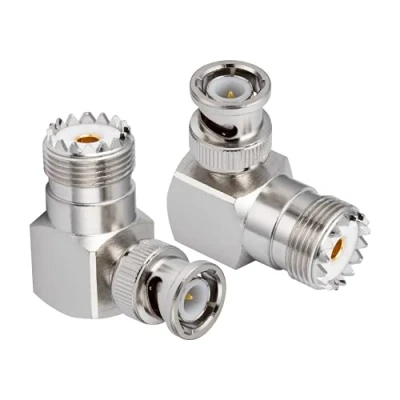 Afbeelding van Vecys CB Radio Adapter SO 239 UHF bus naar BNC Stekker, Haakse 90 Graden Antenne voor Amateurradio Walkie Talkie Handheld Radioradio PL259 coax (2 stuks)