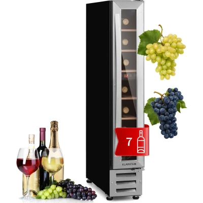Afbeelding van Klarstein Vinovilla 7 Built In Uno Inbouw Wijnkoelkast 20 Liter / Flessen 1 Koelzone Touch Paneel Glas &amp; Edelstaal Zilver