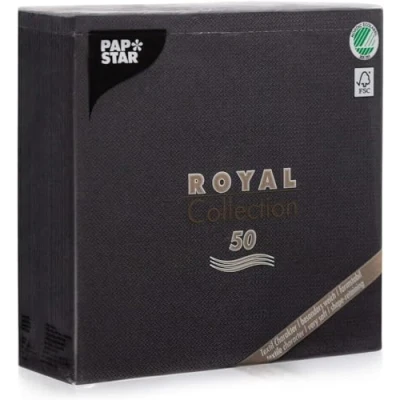 Afbeelding van Papstar #10452, servetten/tissueservetten zwart &quot;Royal Collection&quot; 40 x cm, 1/4 gevouwen, ideaal voor gastronomie, huishouden of feesten, 1 50 stuks