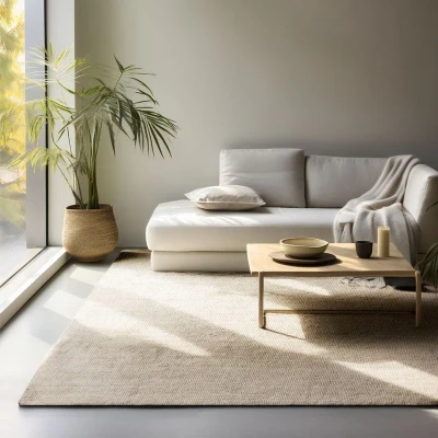Afbeelding van Handgeweven Jute Vloerkleed Crème 160x230cm Ivoor Landelijk 123vloerkleed.nl