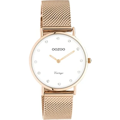Afbeelding van OOZOO C20231 Horloge Vintage staal goudkleurig wit 28 mm