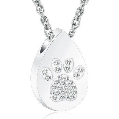 Afbeelding van Luxe Ashanger Hondenpoot Met Ketting Assieraad Zilverkleurig As Gedenksieraad Urn Incl. vuller