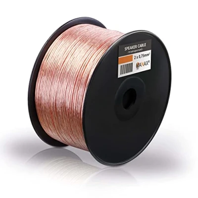 Afbeelding van Manax luidsprekerkabel 2x0,75 mm2 CCA (luidsprekerkabel/audiokabel) 2 x 0,75 100m 0,75mm² 1 Spule transparant
