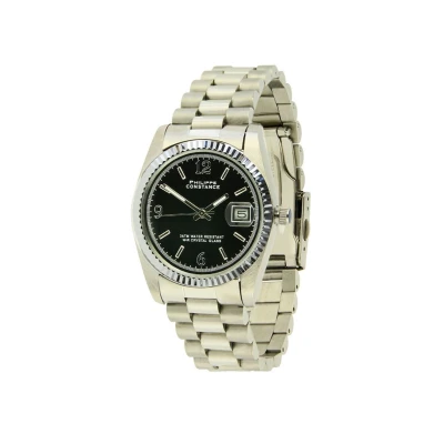 Afbeelding van PHILIPPE CONSTANCE &quot;LARGE SERRATED SILVER&quot; PLAIN BLACK