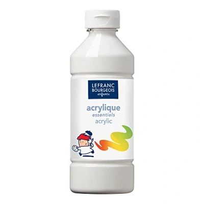 Afbeelding van Lefranc &amp; Bourgeois 188537 Value acrylverf voor kinderen, op waterbasis, met glanseffect, zijdeglanzende afwerking, dekkend, doseeropening, 500 ml fles, wit