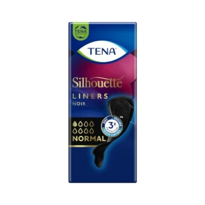 Afbeelding van Tena Silhouet inlegkruisjes zwart normaal 6 x 26 stuks