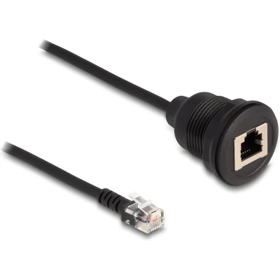 Afbeelding van Delock Kabel RJ12 Stecker zu Buchse zum Einbau 30 cm schwarz HQ