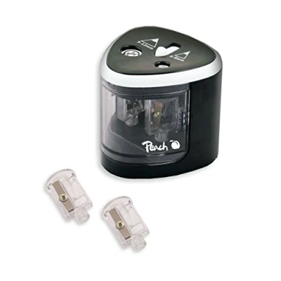 Afbeelding van Peach PO102 elektrische universele slijper incl. reserveonderdelen voor alle potloden, kleurpotloden, eyeliners en kleurpotloden dubbele pennen van 6 8 mm 9 12