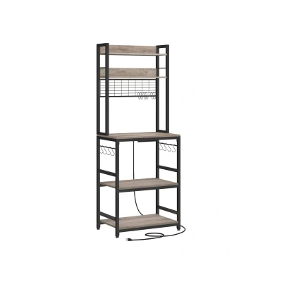 Afbeelding van Staande Plank met Stopcontacten Opbergmeubel Organisator Duurzame Spaanplaat 40cm x 60cm 170cm Bruin Zwart