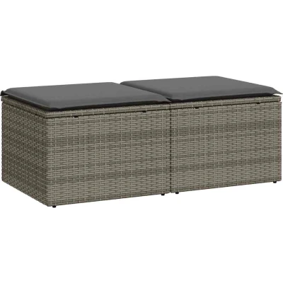 Afbeelding van vidaXL 2 delige Loungeset met kussens poly rattan acacia grijs