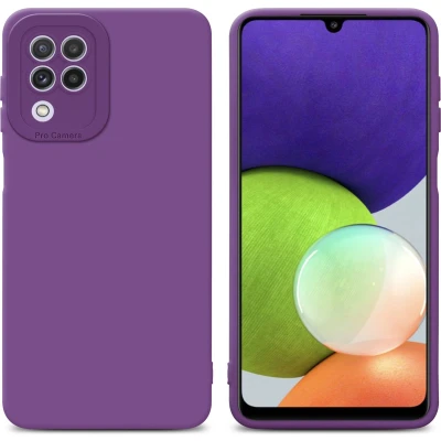 Afbeelding van Cadorabo Hoesje geschikt voor Samsung Galaxy A22 4G in FLUID MAT PAARS Beschermhoes TPU silicone Cover Case
