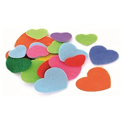 Afbeelding van GLOREX Harten, vilt, meerkleurig, 18,5 x 11,5 1,5 cm, 80 stuks