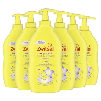 Afbeelding van 6x ZWITSAL Bad &amp; Wasgel &quot;Slaap Zacht met Lavendel&quot; Pompfles 400 ml