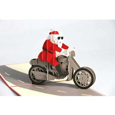 Afbeelding van 3D kerstkaarten pop up kaart wenskaart voor Kerstmis cadeau Kerstman eland sneeuwpop kerstboom met envelop set (Kerstman)