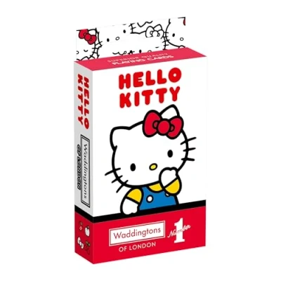 Afbeelding van Waddingtons Number 1 Hello Kitty speelvis, slap jack, crazy eights and rummy, geweldige reisgenoot, geschenken en speelgoed voor jongens, meisjes volwassenen, roze