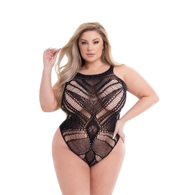 Afbeelding van Baci Diamanten Bodysuit Queen Size Zwart