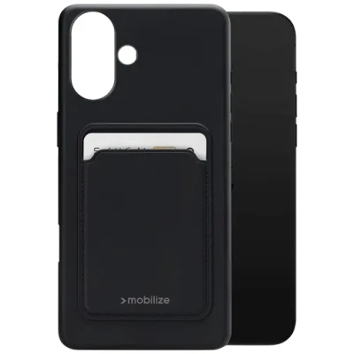 Afbeelding van Mobilize Rubber Gelly Card Case Apple iPhone 16 Matt Black