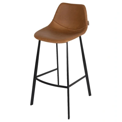 Afbeelding van Dutchbone Counter Barstoel Franky Bruin 65 cm PU leer