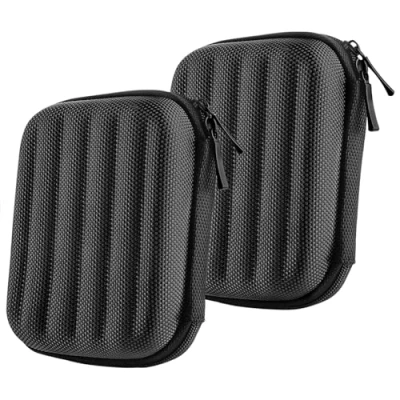 Afbeelding van Geekria Shield Hoofdtelefoonhoes voor in ear hoofdtelefoon, vervangende harde schaal reistas met kabelopslag, compatibel JVC, JBL, Bose, HiFiman, Phaiser, Shure Headset (2 stuks/zwart)