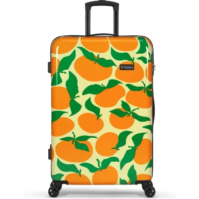 Afbeelding van BHPPY Reiskoffer met print Grote ruimbagage koffer cijferslot 4 wielen Oranje (76 cm)