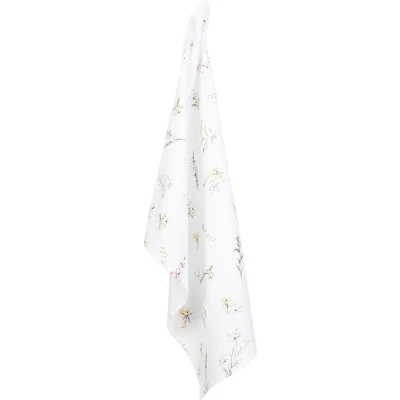 Afbeelding van Clayre &amp; Eef Theedoek 50x70 cm Wit Groen Katoen Bloemen Keukenhanddoek