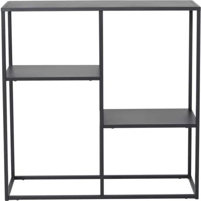 Afbeelding van Staal wandkast 2 planken zwart.