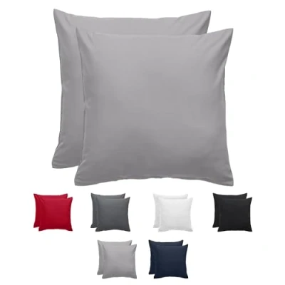 Afbeelding van Komfortec Set van 2 Premium Kussenslopen 80x80 cm Superzachte Kussenhoes 100% Geborsteld Polyester 90g/m² Grijs