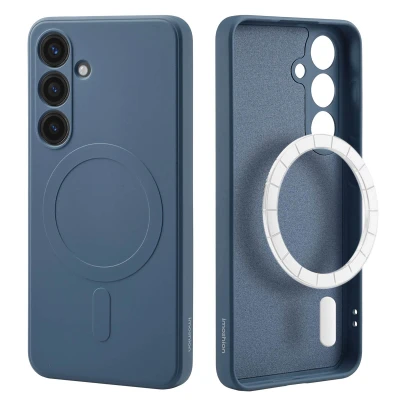 Afbeelding van Samsung Galaxy S24 MagSafe Hoesje Siliconen en TPU (zacht) iMoshion Softcase/Backcover Donkerblauw Telefoonhoesje