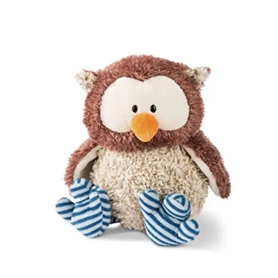 Afbeelding van NICI zachte knuffel uil Oscar 35 cm bruin met draaibare kop zacht speelgoed gemaakt van pluche, schattig om mee te knuffelen en spelen, geweldig geschenkidee