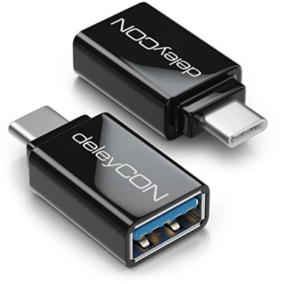 Afbeelding van deleyCON USB C naar Adapter (2 Stuks) 3.0 Mobiele Telefoon OTG 5 Gbit/s Thunderbolt 3/4 voor IPhone 15 Pro Max MacBook Air 2023 IPad Mini iMac Surface Zwart