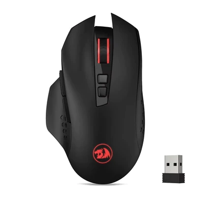 Afbeelding van Redragon M656 Gainer draadloze gamingmuis, 4000 DPI 2.4 Ghz gamermuis w/5 niveaus, 7 macroknoppen, rode LED achtergrondverlichting en Pro software/drive ondersteund, voor pc/Mac/laptop