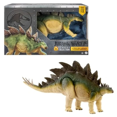 Afbeelding van ​Mattel Jurassic World Hammond Collectie, actiefiguur, Lost Park Stegosaurus, grote speelgoeddinosaurus, vleeseter, beweegbare bedrade staart, JCH08
