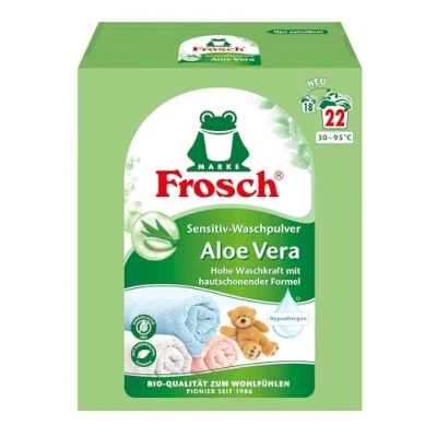 Afbeelding van Frosch Sensitive Waspoeder Aloë Vera, 1,45 kg 22 Wasbeurten Hypoallergeen Langdurige kleurbescherming Gevoelige huid