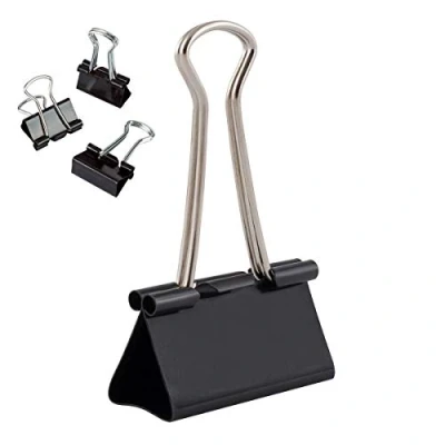 Afbeelding van D.RECT 360056 metalen vouwbakklemmen, verpakking 12 stuks, 41 mm, zwart, multifunctionele klemmen, bindmiddelen clips voor: notities, briefpapier paperclips,