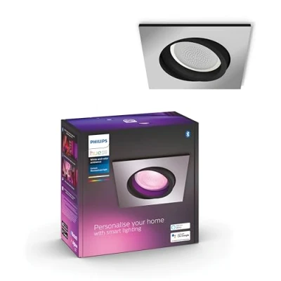 Afbeelding van Philips Hue Centura inbouwspot wit en gekleurd 1 pack aluminium vierkant GU10
