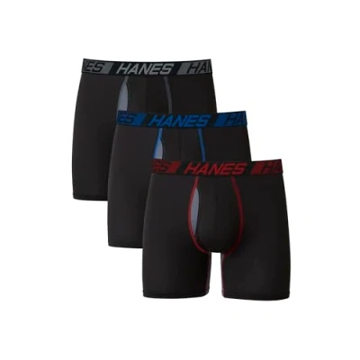 Afbeelding van Hanes Total Support Pouch Men&#039;s Boxer Briefs Pack, Anti Chafing, Moisture Wicking Underwear with Cooling (Trunks Available), 3 Pack Assorted Regular Leg, Medium