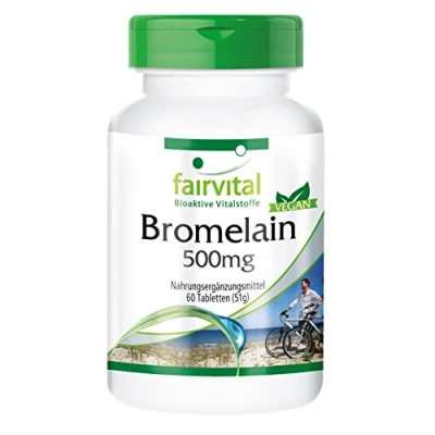 Afbeelding van Fairvital Bromelaïne tabletten 500mg HOOG GEDOSEERD VEGAN 60 1200 F.I.P. ananas enzym