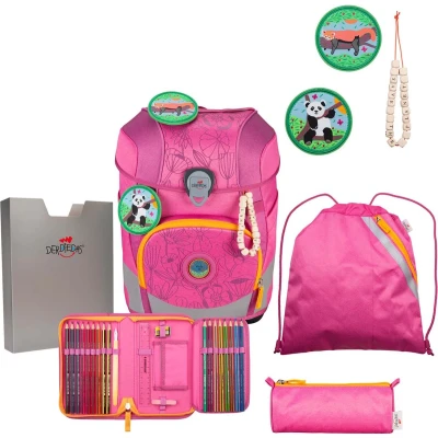 Afbeelding van DerDieDas Schooltas ErgoFlex Tiny Exklusiv Eco Schulranzenset 5 delig Pink Planet Roze