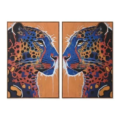 Afbeelding van Schilderij Home ESPRIT Luipaard Stads 80 x 4,5 120 cm (2 Stuks)