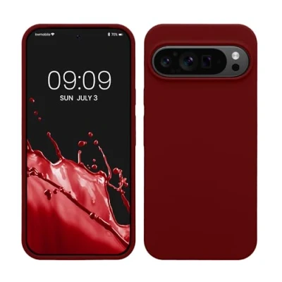 Afbeelding van kwmobile telefoonhoesje geschikt voor Google Pixel 9 Pro XL Hoesje met siliconen coating Smartphone case in rabarber rood