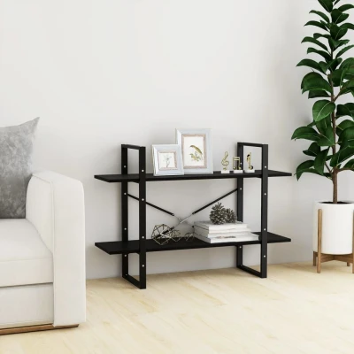 Afbeelding van Boekenkast met 2 schappen 100x30x70 cm massief grenenhout zwart