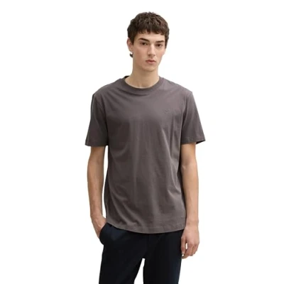 Afbeelding van TOM Tailor Denim Rounded HEM Tshirt basic, Heren, Maat: Medium, Pavement grey