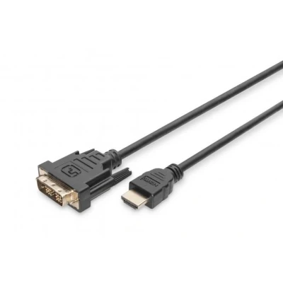 Afbeelding van Digitus DB 330300 020 S HDMI kabel / DVI Adapterkabel A stekker, D 18+1 polige stekker 2.00 m Zwart Rond, Vergulde steekcontacten, Afgeschermd